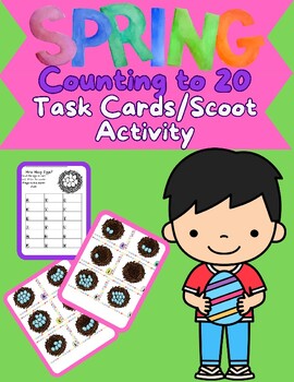 Preview of Spring Egg Counting Task Cards/Scoot Numbers 0-20/Low Prep