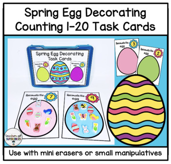 Preview of Spring Egg Decorating Task Cards (Counting 1-20)