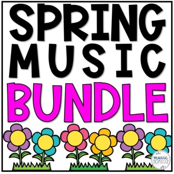 Preview of Spring Elementary Music Activities BUNDLE - Rhythm - Treble Clef - Music Lessons