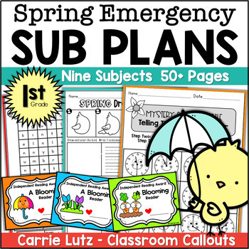 Preview of Spring Emergency Sub Plans - First Grade