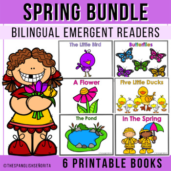 Preview of Spring Emergent Reader Books BUNDLE (Spanish & English)