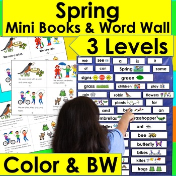 Spring Activities Mini Books 3 Levels + Illustrated Word Wall - Differentiate!