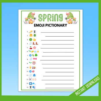 Spring Emoji Pictionary, Spring No Prep Game, with Answer sheet by ...