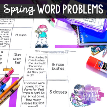 Preview of 2nd Grade Math Word Problems Spring Math Worksheets Add Subtract End of Year