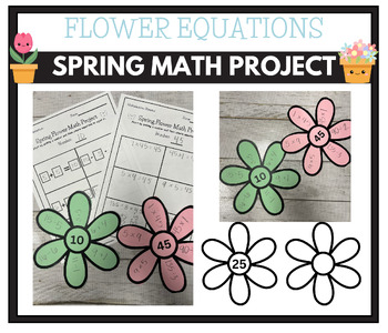 Preview of April Spring Equation Flowers Math Project Add, Subtract, Multiply, Divide