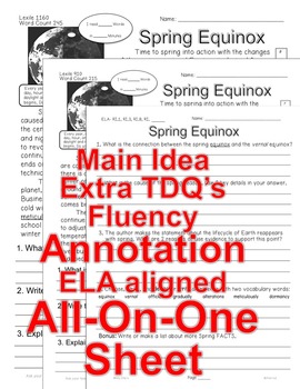 Spring & Equinox FACTS CLOSE READ 5 LEVEL PASSAGES Main Idea Fluency