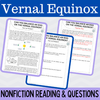 Preview of Spring Equinox Reading Passage and Questions NGSS Earth Science