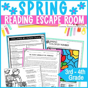 Preview of Spring Escape Room 3rd - 4th Grade Reading Escape Room Spring Early Finishers