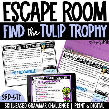 Preview of Spring Escape Room | Grammar Activity | Digital and Printable