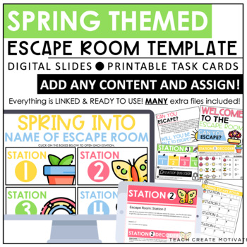 Preview of Spring Escape Room Editable Template - Spring Activities - Digital & Printable