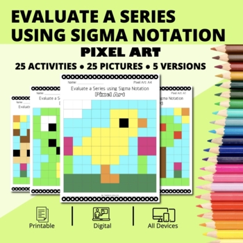 Preview of Spring: Evaluate a Series using Sigma Notation Pixel Art Activity