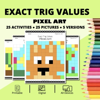 Preview of Spring: Exact Trig Values Pixel Art Activity