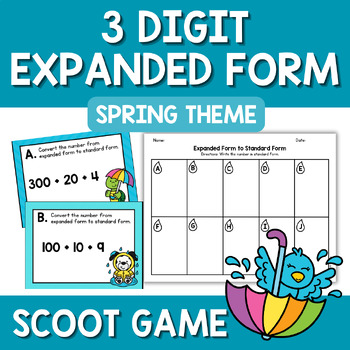 Preview of Spring Expanded Form to Standard Form Scoot Game Task Cards Small Group Center