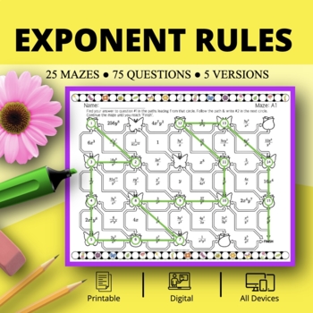 Preview of Spring: Exponent Rules Maze Activity