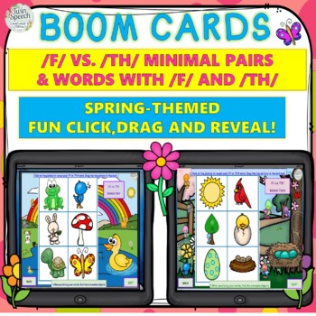 Preview of Spring /F/ Vs. /TH/ Minimal Pairs & Words with /F/ and /TH/ Boom Cards™