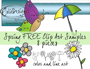 Preview of Spring FREE Clip Art - Color and Line Art 8 pc set