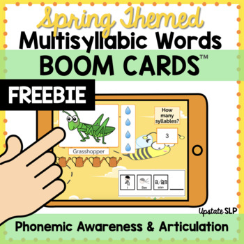 Preview of Spring FREEBIE Multisyllabic Word Articulation | BOOM CARDS™️ | Speech Therapy