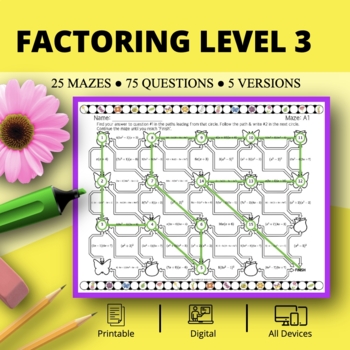 Preview of Spring: Factoring Level 3 Maze Activity