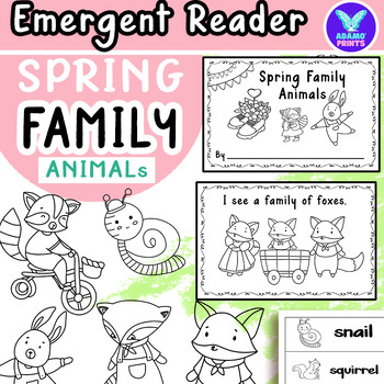 Preview of Spring Family Animals - Emergent Reader Kindergarten and First Grade Mini Book