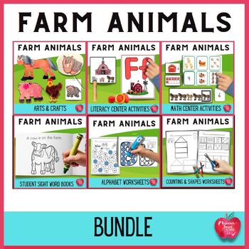 Preview of Spring Farm Animal Literacy and Math Bundle!