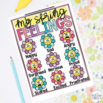 Preview of Spring Feelings & Emotions Chart FREEBIE SEL & Counseling