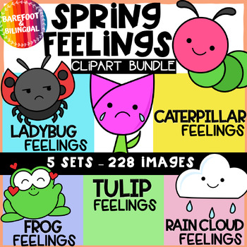 Preview of Spring Feelings and Emotions Clipart - SEL Bug Clipart, Flower Clipart & More!