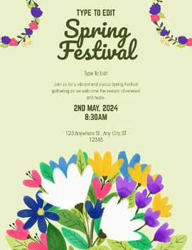Preview of Spring Festival  Admission Flyers (4) Fully Customize your Flyer Ready to Edit!