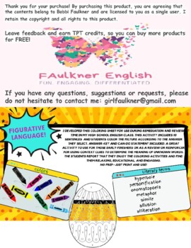 Preview of Spring Figurative Language Coloring Review fun test prep