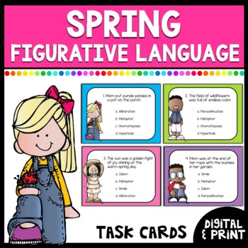 Preview of Spring Figurative Language Task Cards | Digital & Print