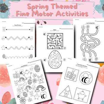Preview of Spring Fine Motor Activities, Easter Crafts, Prewriting Lines, Scissor Skills