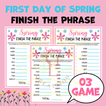 Preview of Spring Finish the Phrase game social studies writing activities middle 6th 7th
