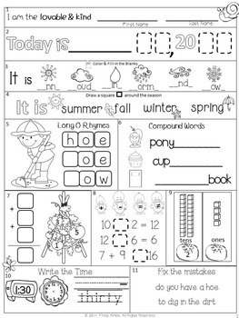 Morning Work Spring Bundle: First Grade (MARCH APRIL MAY) by Emily Ames