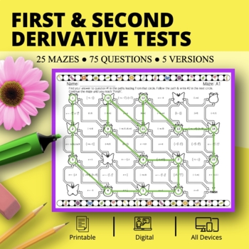 Preview of Spring: First & Second Derivative Tests Maze Activity