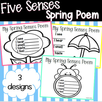 Preview of Spring Five Senses Poem Coloring Sheets