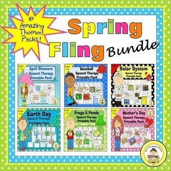 Preview of Huge Spring Speech and Language Themed Therapy Bundle