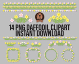 Png Daffodil Floral Borders and Frames Clipart Bundle