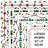 Floral Doodle Page Borders and Frames Clip Art