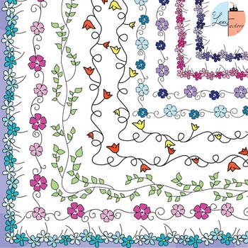 Download Spring Floral Doodle Frames / Borders - HAND-DRAWN by Yans ...