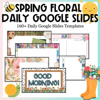 Preview of Spring Floral Google Slides Templates Watercolor Plants Animals Cute