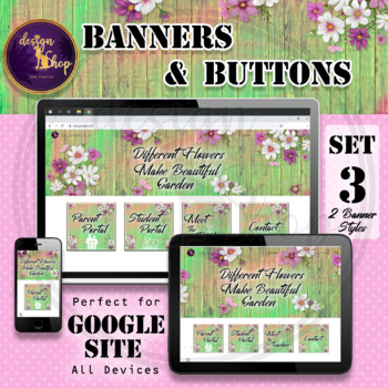 Preview of Spring Floral Headers and Buttons Ready to Go and Editable Set 3