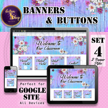 Preview of Spring Floral Headers and Buttons Ready to Go and Editable Set 4