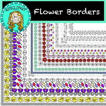 Spring Flower Borders (Color and B&W){MissClipArt} by MissClipArt