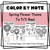 Spring Flower Color By Note Rhythm Music Worksheet || Ta T