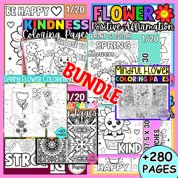 Preview of Spring Flower Coloring Pages Activity - Brain Breaks Morning Work SEL Bundle