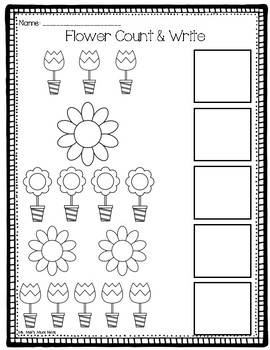 Spring Flower Count and Write 1-5 by Ms Mal's Munchkins | TpT