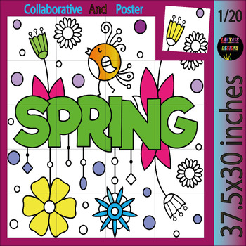 Preview of Spring Flower Craft |  Collaborative Coloring Poster. Spring And March Activity