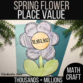 Preview of Spring Flower Craft | Flower Math Craft | Place Value Thousands and Millions