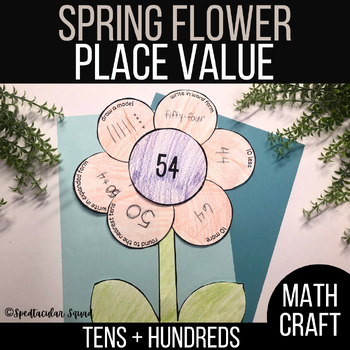 Preview of Spring Flower Craft | Flower Math Craft | Place Value hundreds and tens