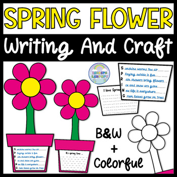 Preview of Spring Flower Craft Template Acrostic Poems Activities Bulletin Board Writing