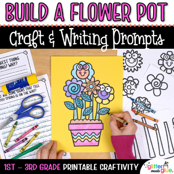 Preview of Flower Pot Craft, No Prep Writing Activity, & Template for After Spring Break